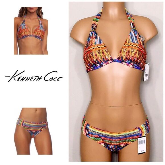 New. Kenneth Cole multicolored bikini. 34B/C-S/bottom - Picture 1 of 12
